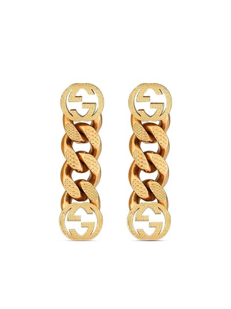 gucci logo earrings black|gucci interlocking earrings.